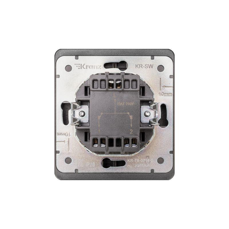 Выключатель 2-кл. СП ROUND MIELE 10А с подсветкой титан Kranz KR-78-0714-2