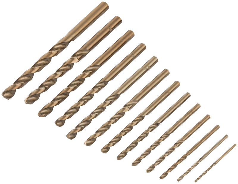 Набор сверл HSS по металлу с добавкой кобальта 5% 13шт ( 1.5-2-2.5-3-3.2-3.5-4-4.5-48-5-5.5-6-6.5мм) FIT 34015