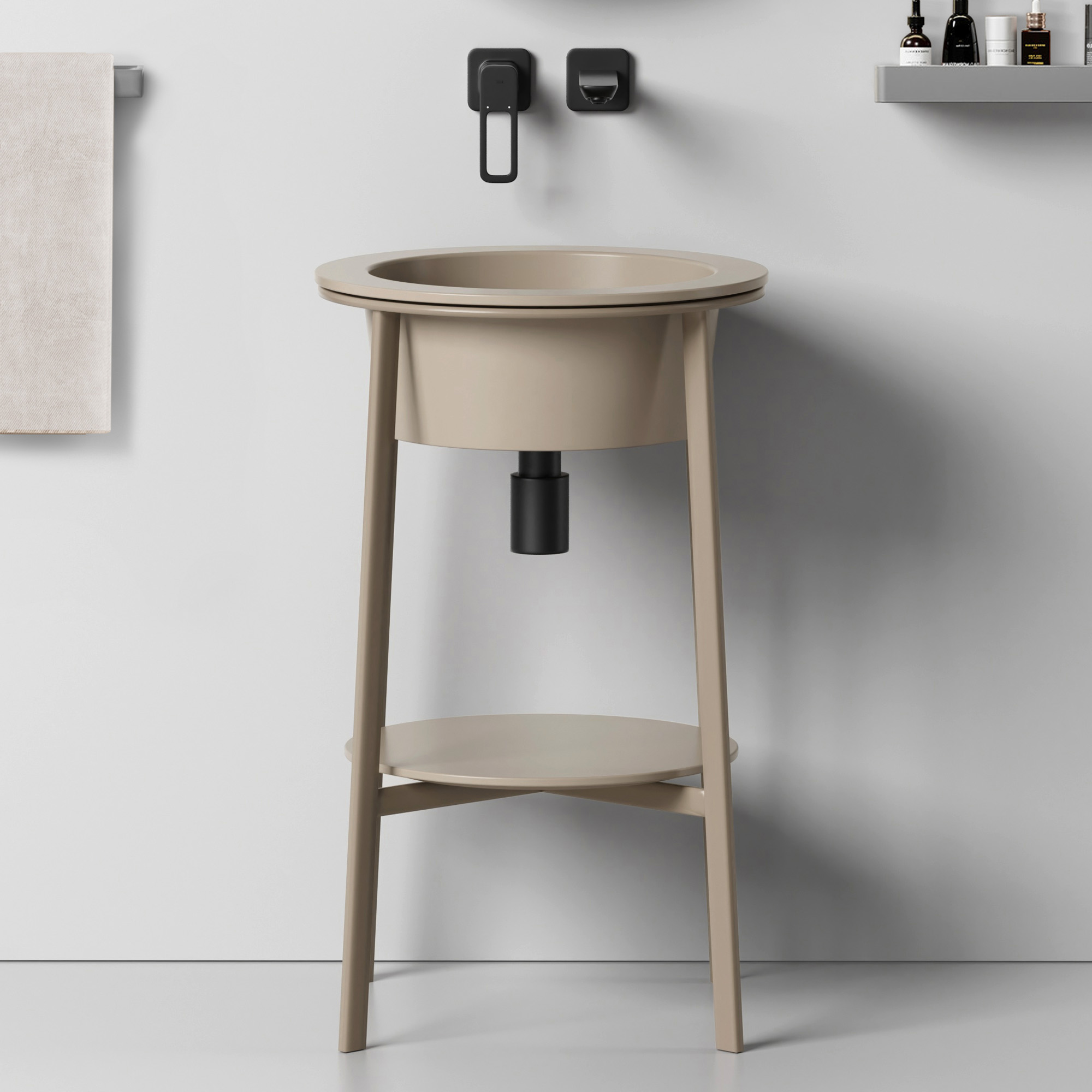 Консоль с керамической раковиной ABBER Bequem AC2130MK хаки матовый