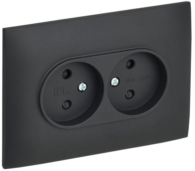 Розетка 2-м SKANDY 10А без заземл. защ. шторки в сборе SK-R09G графит IEK SK-R23-10-K53-F