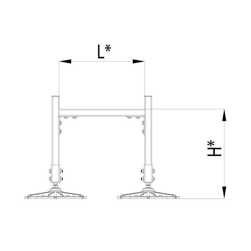 Конструкция опорная для горизонт. прямоугольн. воздуховодов и метал. лотков кабеленесущих систем TECHNORAPTOR FOOT 500х500 HD КМ TR0284
