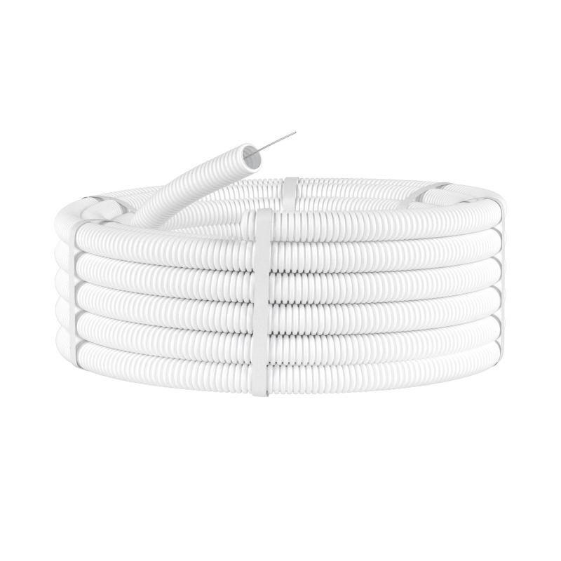 Труба гофрированная ПЛЛ гибкая d40мм с протяжкой безгалоген. (HF) ПВ-0 бел. (уп.20м) DKC 81840