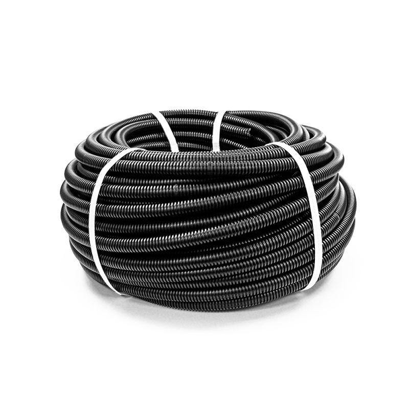 Труба гофрированная ПНД d20мм с протяжкой безгалоген. (HF) черн. (уп.50м) Строитель PR02.0391