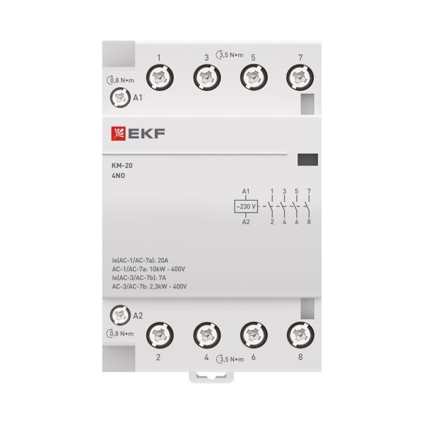 Контактор модульный КМ 20А 4NО (3 мод.) EKF km-3-20-40