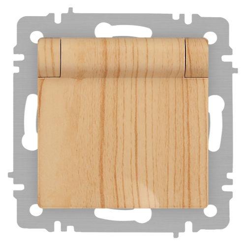 Розетка 1-м СП Accent 6-203-11 16А IP20 250В 2P+E Schuko с крышкой AL/CU сосна Intro Б0063479