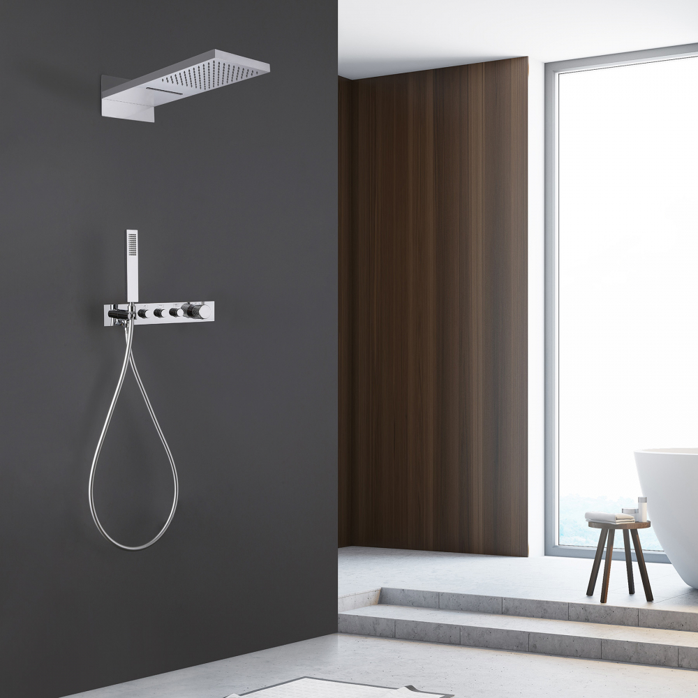 Душевая система ABBER Rund AF8752 скрытого монтажа без излива, термостат, хром