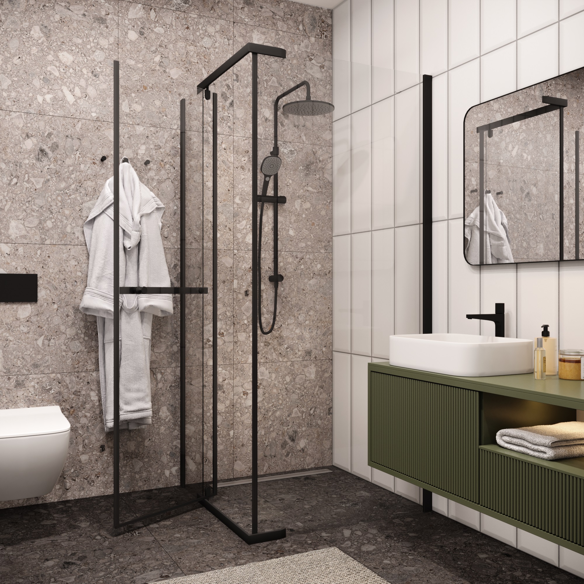 Ограждение MIMI ZQ91B душевое Ceruttispa без поддона (90x90x195)