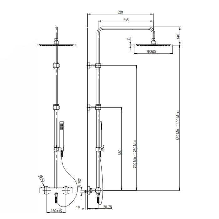 Душевая система Paini Ovo 86CR689THT21P1 с термостатом для душа
