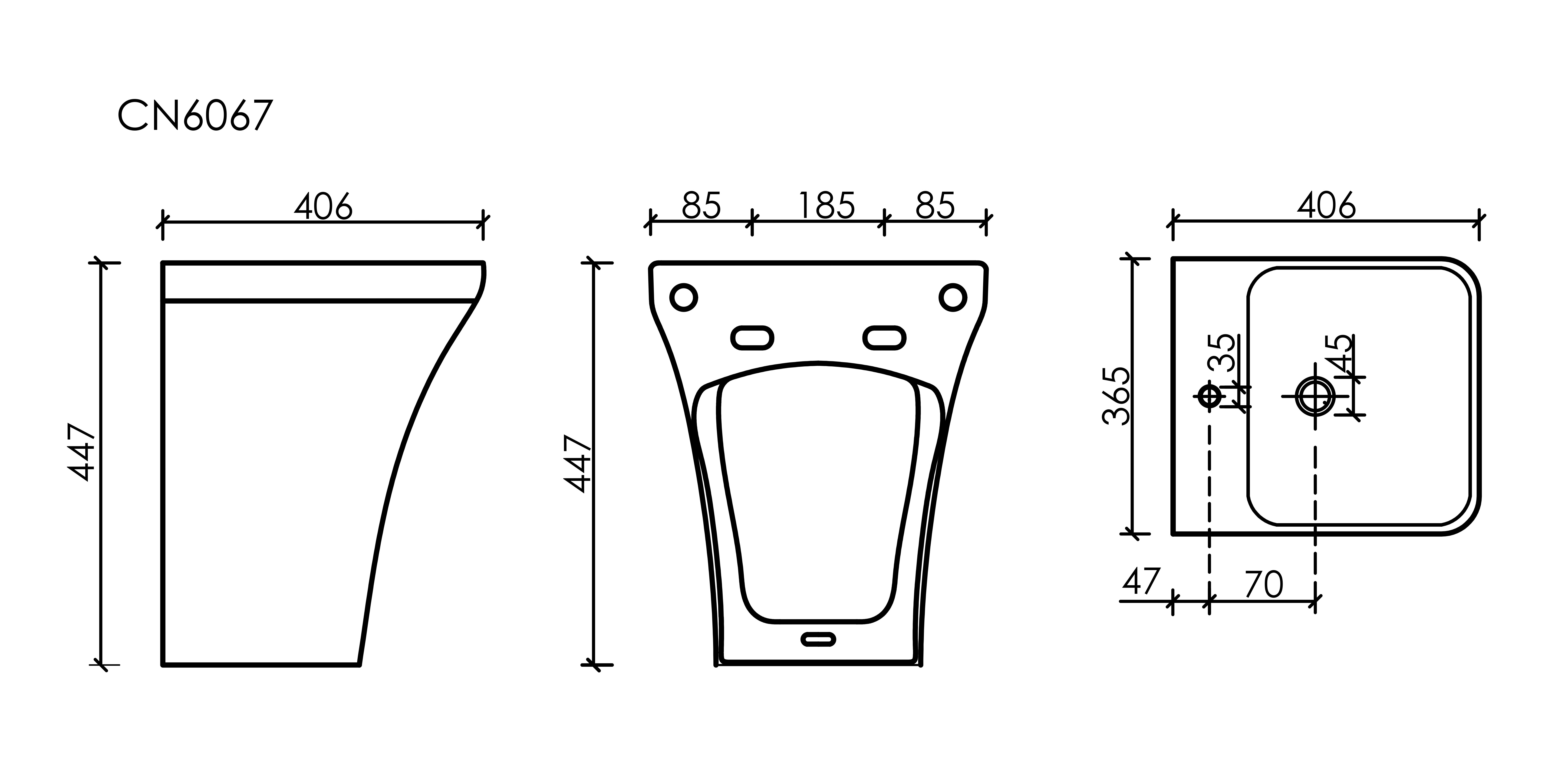 Раковина моноблок подвесная DION, CN6067MB