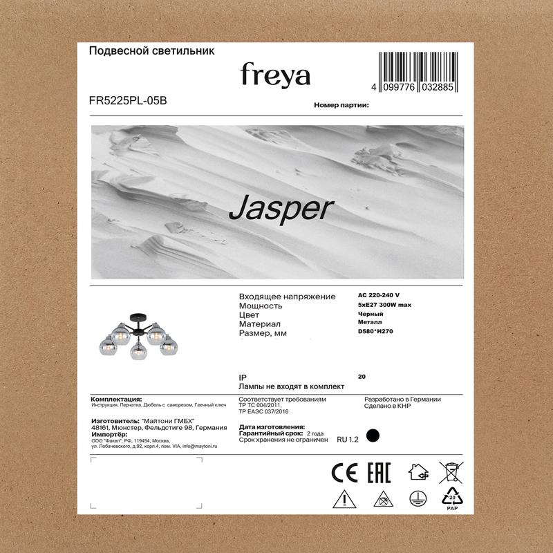Светильник Jasper 60Вт E27х5 IP20 подвесной Freya FR5225PL-05B