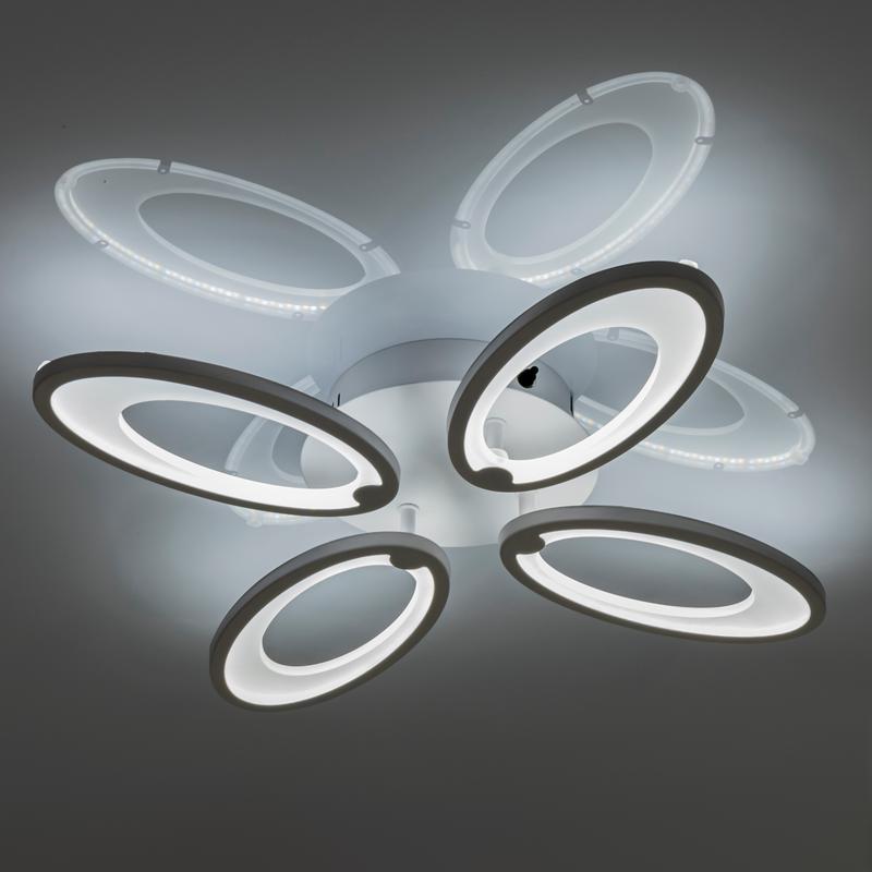 Люстра потолочная светодиодная диммируемая MONZA c ДУ 3 режима 400х400х75мм 60Вт 2700К/4200К/6400К 24кв.м бел. Ritter 52393 2