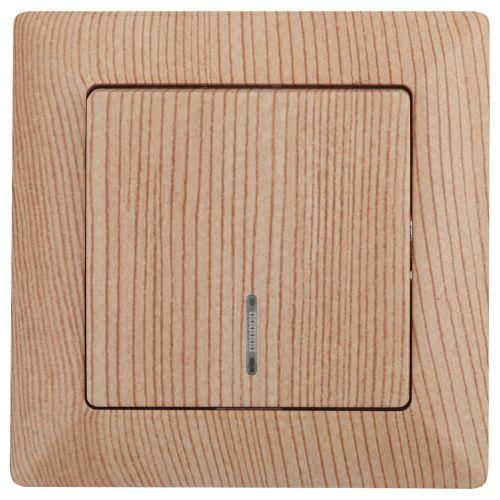 Выключатель 1-кл. СП Solo 4-102-11 10А IP20 250В с подсветкой сосна Intro Б0053572