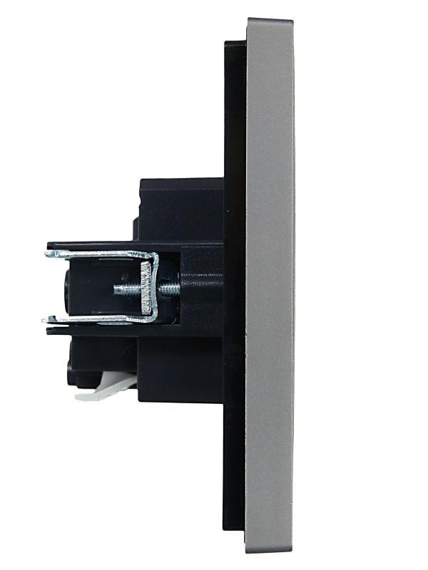 Розетка СП FORTE&PIANO FP513 16А с заземл. защ. шторки безвинт. крепл. сталь IEK FP-R14-16-1-K46