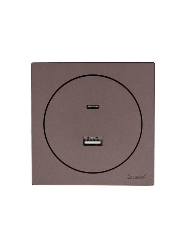 Розетка 1-м СП OSEN TC+ USB разъем механизм шоколад LEZARD 743-7388-192TC