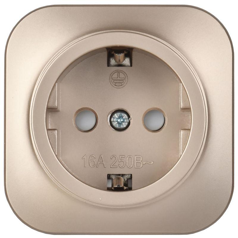 Розетка ОП GLORY РСш20-3-ХШм 16А с заземл. защ. шторки шампань матов. IEK ERH14-K37M-16