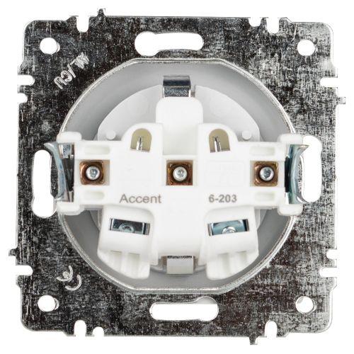 Розетка 1-м СП Accent 6-203-01 16А IP20 250В 2P+E Schuko с крышкой AL/CU бел. Intro Б0063709