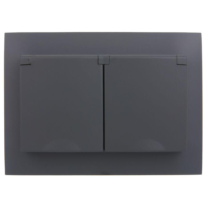 Розетка 2-м SKANDY 16А IP44 с крышкой в сборе SK-R12G графит IEK SK-R26-16-44-K53-F