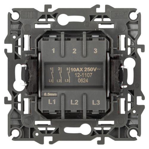 Выключатель 3-кл. Эра12 12-1107-16 10А 250В 10AX механизм титан Эра Б0065703