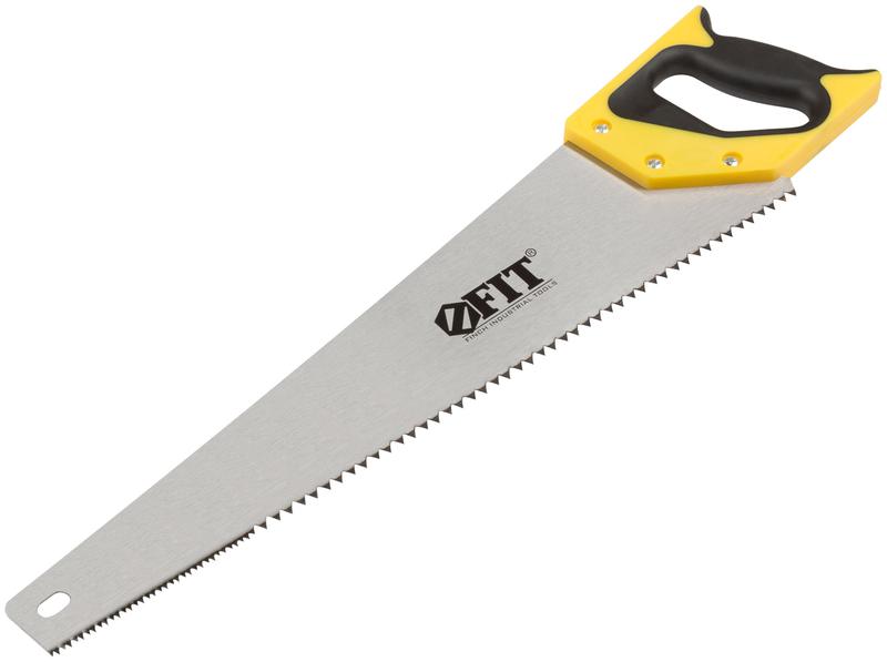 Ножовка по дереву крупный каленвй зуб 3 ТPI с запилом 7 ТPI 2D заточка пласт.прорезинен.ручка 500мм FIT 40403