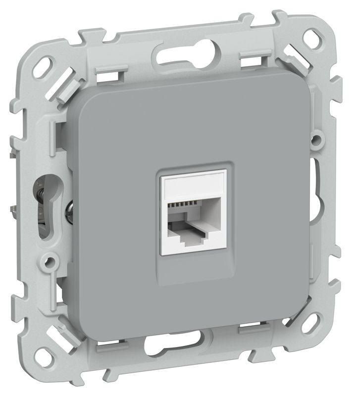 Розетка компьютерная СП FLITE РК6-1-0-ФлС RJ45 кат.6 UTP механизм сер. IEK FI-K12-2-K03