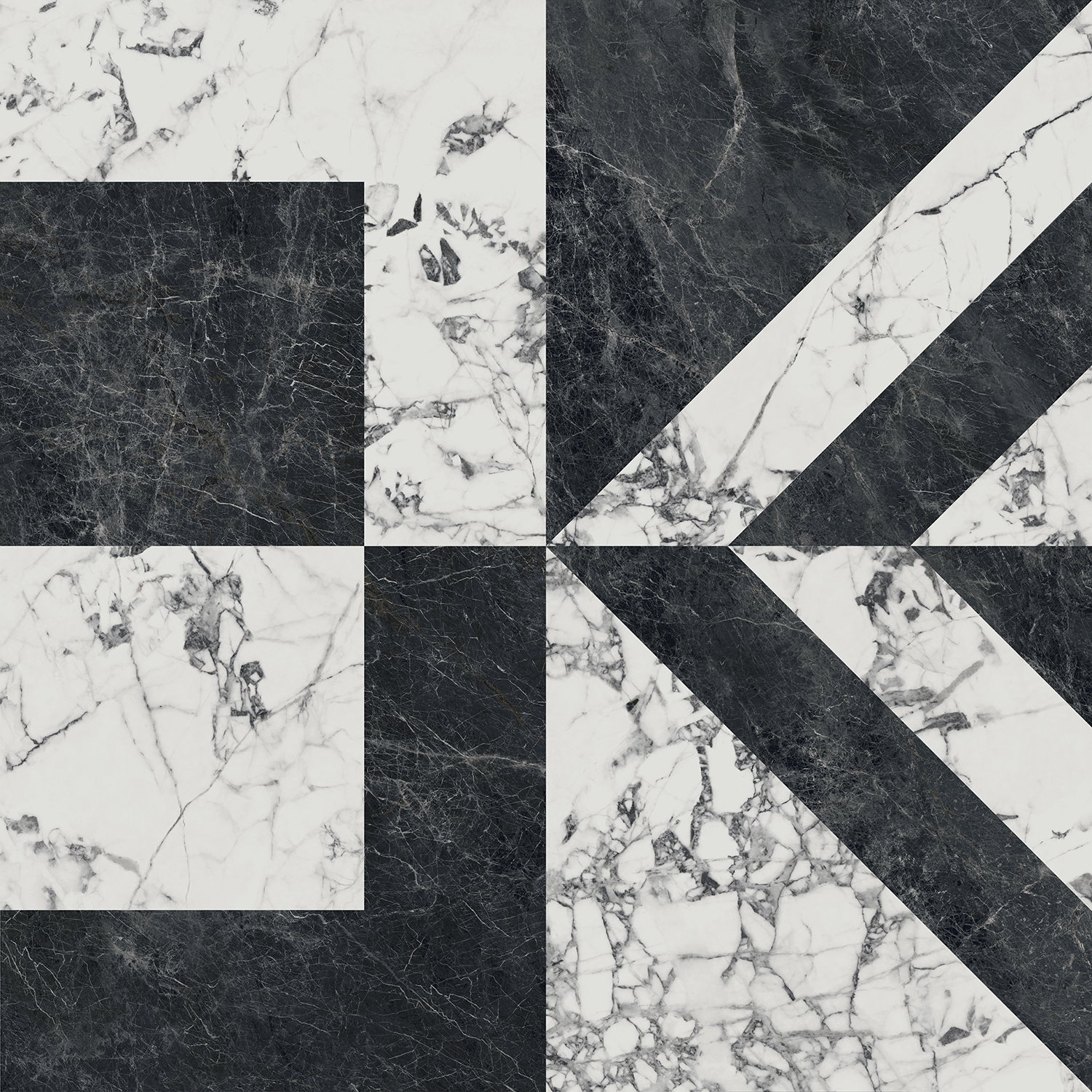 Керамогранит Бьянко Неро белый чёрный 119,5х119,5, SG013302R