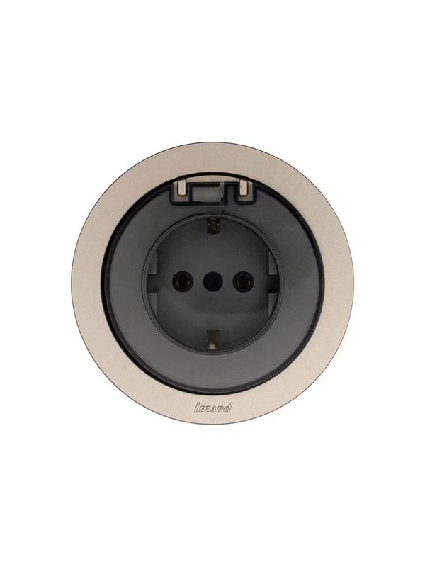 Розетка 1-м СП OSEN с заземл. с крышкой ПБТ механизм титан LEZARD 743-3788-123B