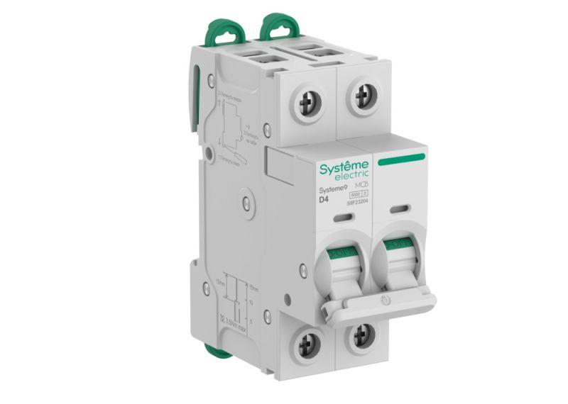 Выключатель автоматический 2п D 4А 6кА Systeme9 400В SE S9F23204