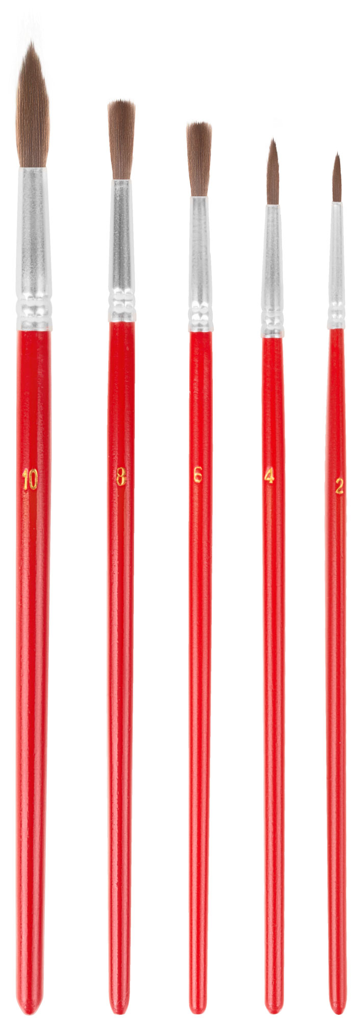 Кисти художественные, натуральная щетина, деревянная ручка, круглые, набор 5 шт.