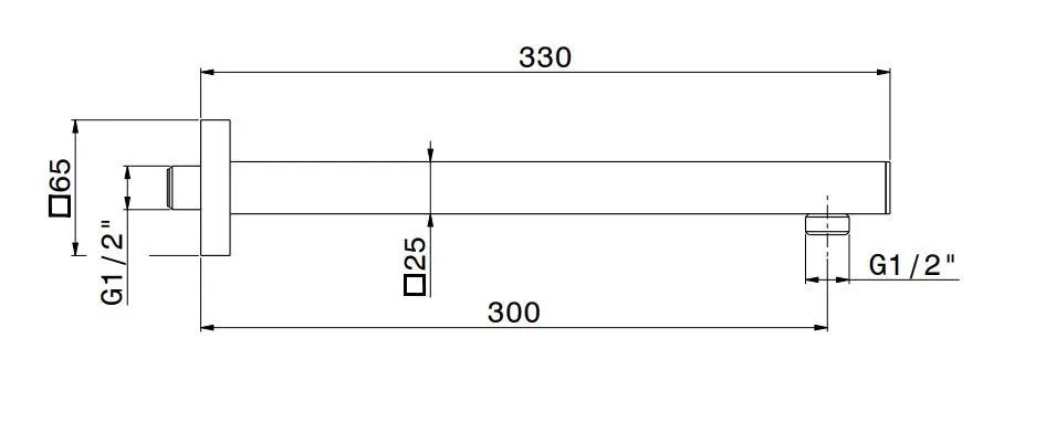 Настенный кронштейн для душа квадратный FUTURA, хром