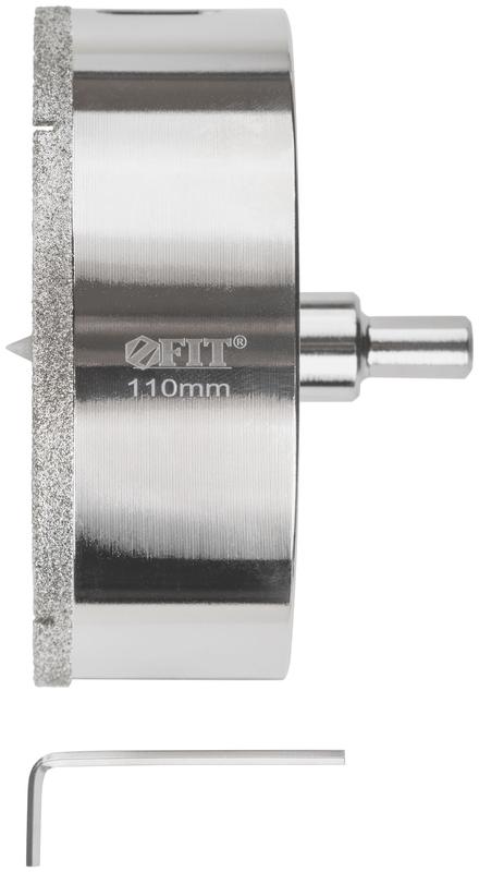 Коронка кольцевая по керамограниту камню и кафелю алмазная с центровочным сверлом 110х70мм FIT 16231