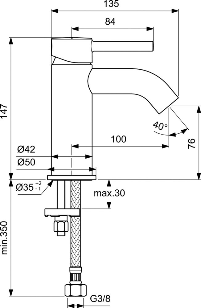 Смеситель Ideal Standard Ceraline BC268AA для раковины