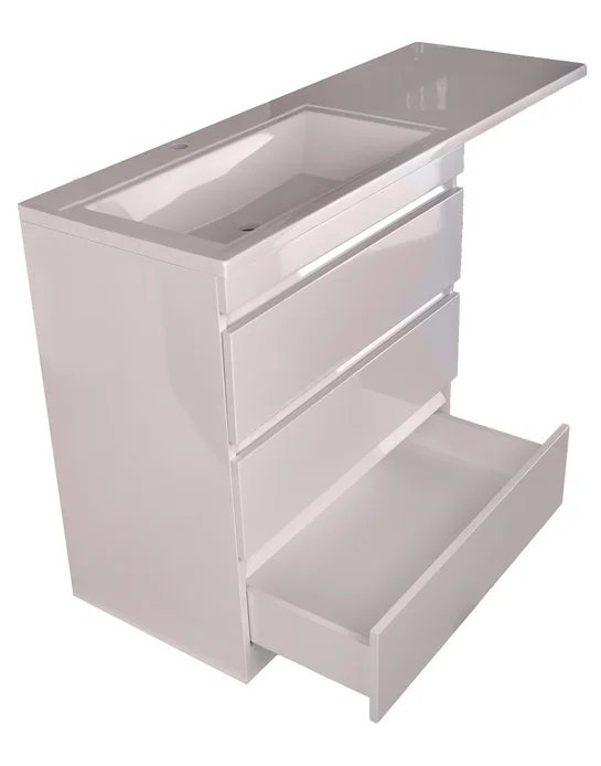 Тумба напольная "Даллас 150", 3 ящика, Люкс белая, PLUS