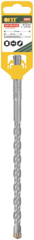 Бур по бетону SDS-PLUS профи крестообразная вставка двойная спираль 10х210мм FIT 33073