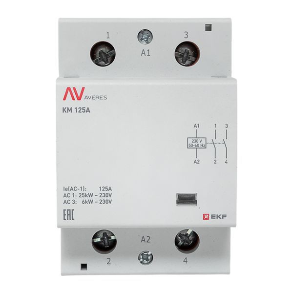 Контактор модульный КМ 125А 2NО 230В AC (3 мод.) AVERES EKF km-av-3-125-20-230V