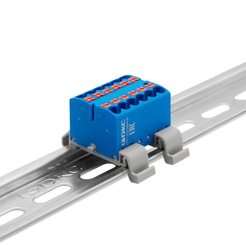 Блок распределительный зажим push-in 12 точек подключения 25кв.мм син. DKC DTP1-012-04SPUB