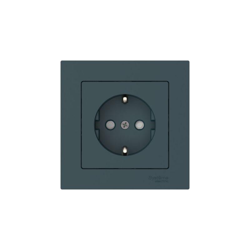 Розетка AtlasDesign 16А с заземл. защ. шторки быстрозажим. клем. в сборе изумруд SE ATN000844S