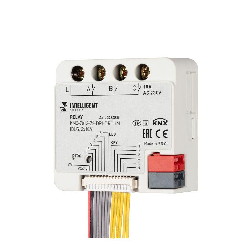 Модуль релейный KNX-7013-72-DRI-DRO-IN (BUS 3х10А) IP20 пластик INTELLIGENT ARLIGHT 048385