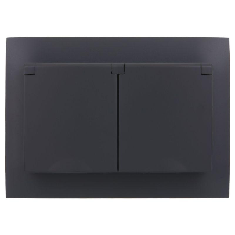 Розетка 2-м SKANDY 16А IP44 с крышкой в сборе SK-R12T титан IEK SK-R26-16-44-K48-F