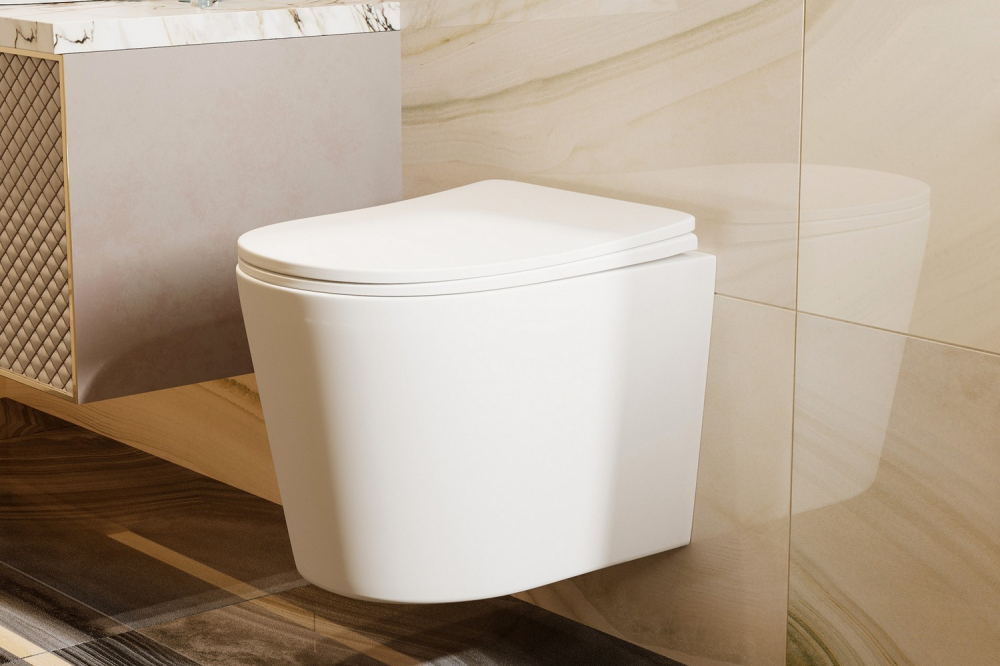 Унитаз ABBER Bequem AC1102TMW подвесной белый матовый, безободковый, смыв торнадо