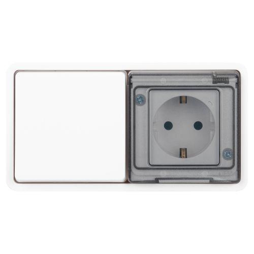 Блок розетка с выключателем Эксперт 11-7521-01 IP55 16А (10AX)-250В СУ бел. Эра Б0063261