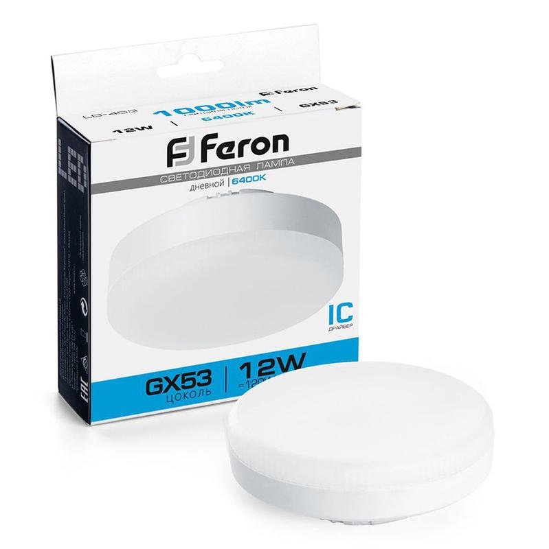 Лампа светодиодная 12Вт 230В GX53 6400К LB-453 FERON 25868