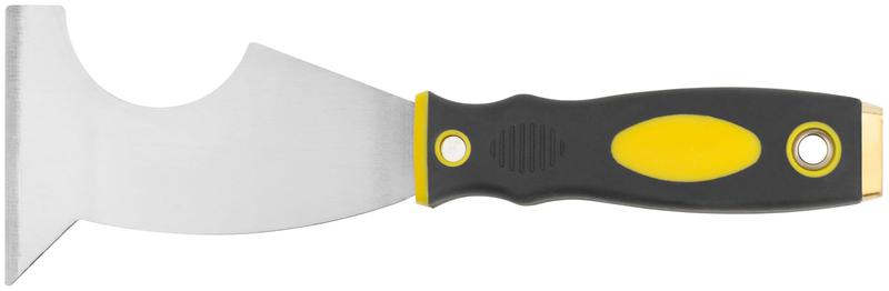 Шпательмногофункциональный профи толщ. лезв. 1мм двухкомп. ручка сметал. бойком усил. сталь 75мм FIT 06678