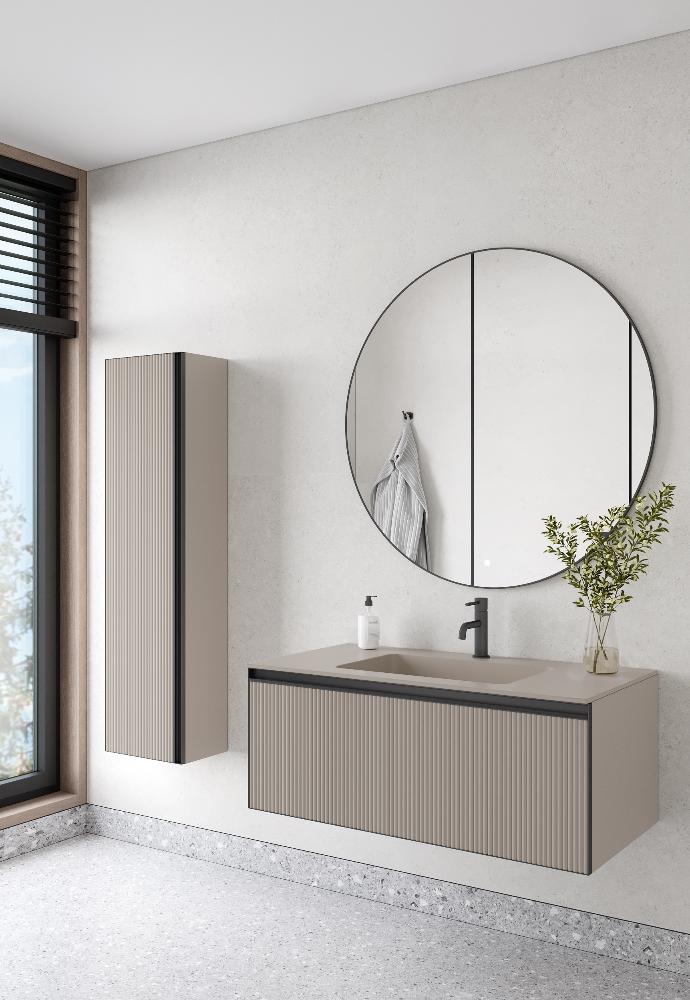 QUATRO 1 100CM тумба без раковины рифл DAPHNE профиль ANTHRACITE с подсветкой внутри