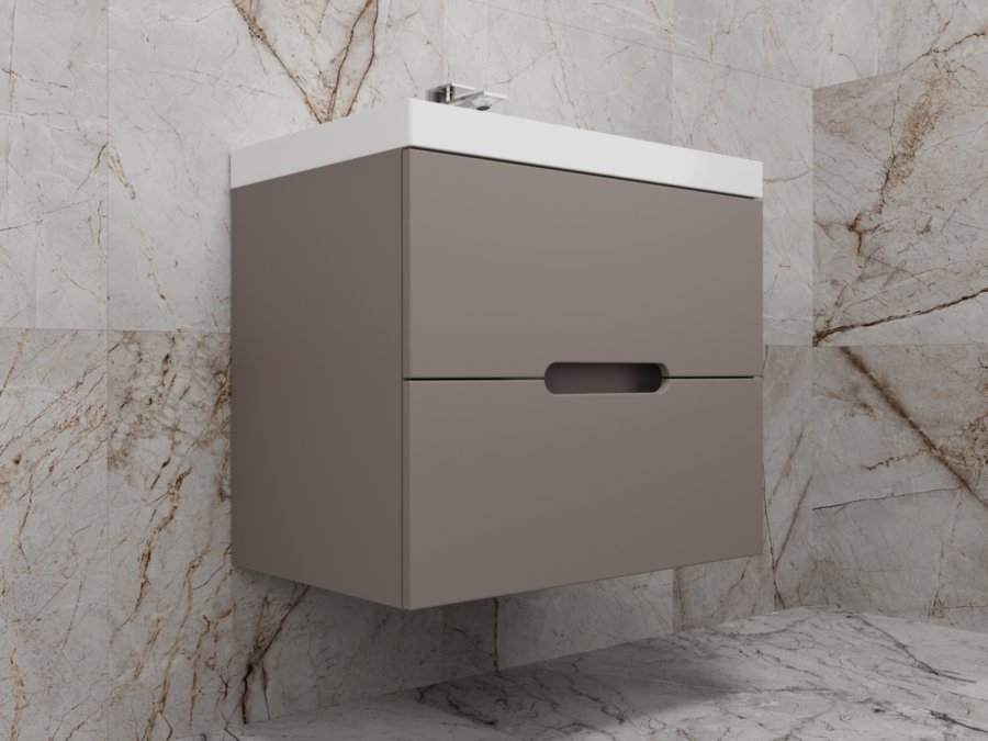 Тумба подвесная "Матис 70", Classic 70, (2 ящика), тауп темный, ЭМАЛЬ