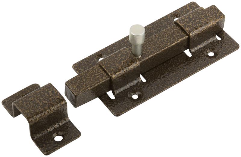 Задвижка накладная усиленная для дверей квадратный ригель бронза 66694