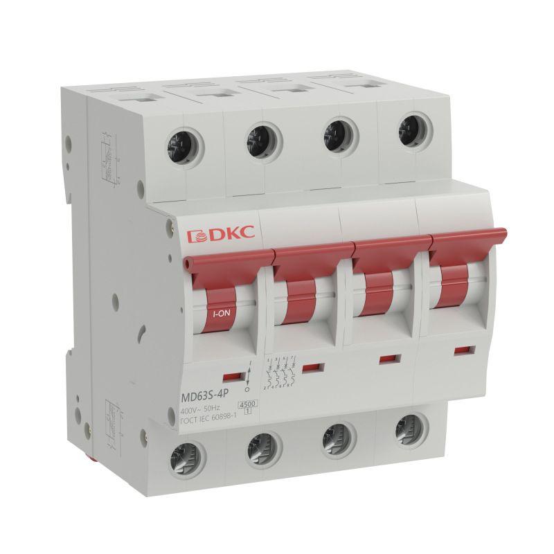 Выключатель автоматический модульный 4п D 4А 4.5кА YON max MD63S YON MD63S-4PD4