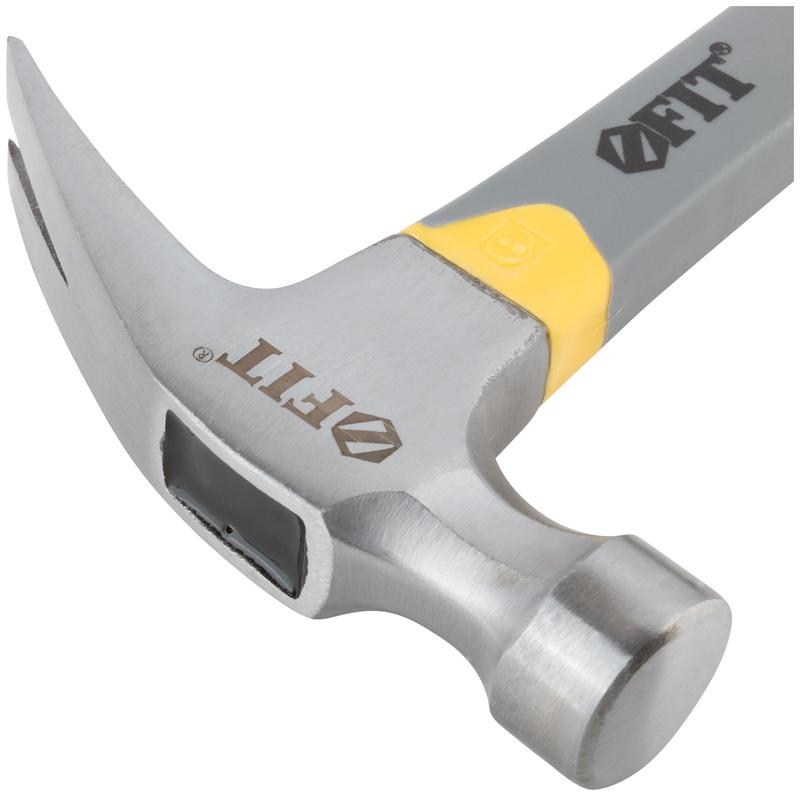 Молоток-гвоздодер Профи 29мм 450г фибергласовая усилен. 3-х цветная ручка FIT 44776