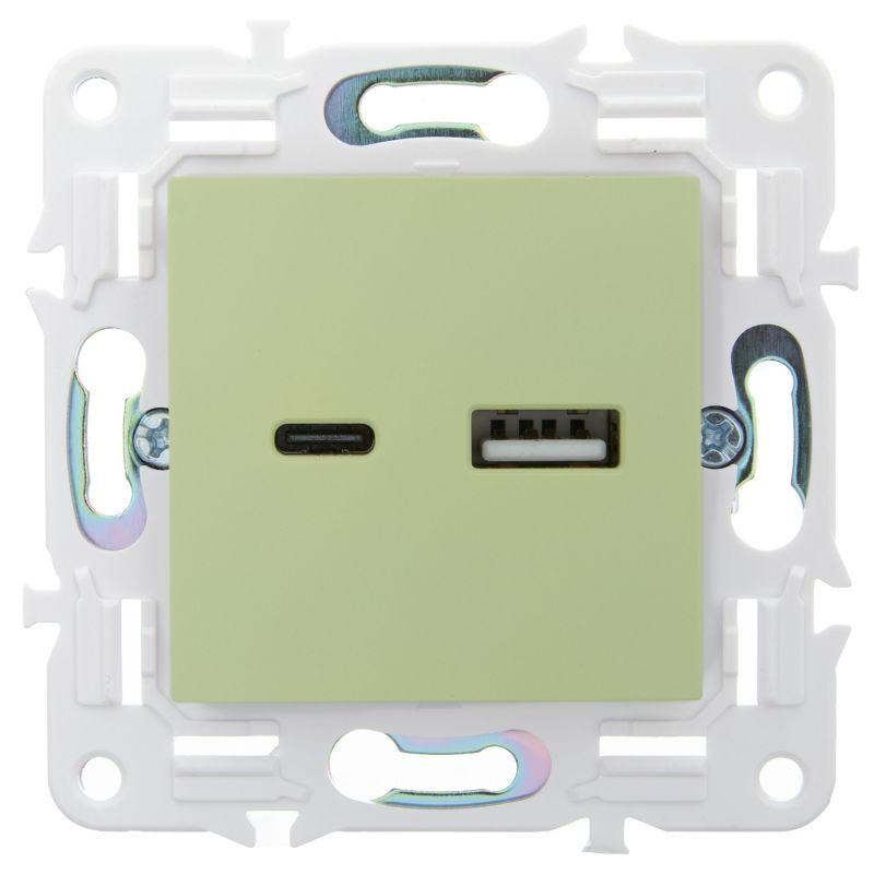 Розетка USB A+C 3.1А SKANDY SK-R14G мятный IEK SK-U22-D31-K06