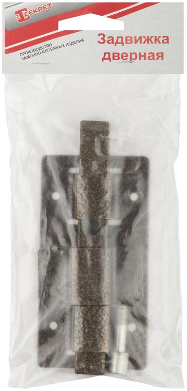 Задвижка накладная усиленная для дверей квадратный ригель бронза 66694