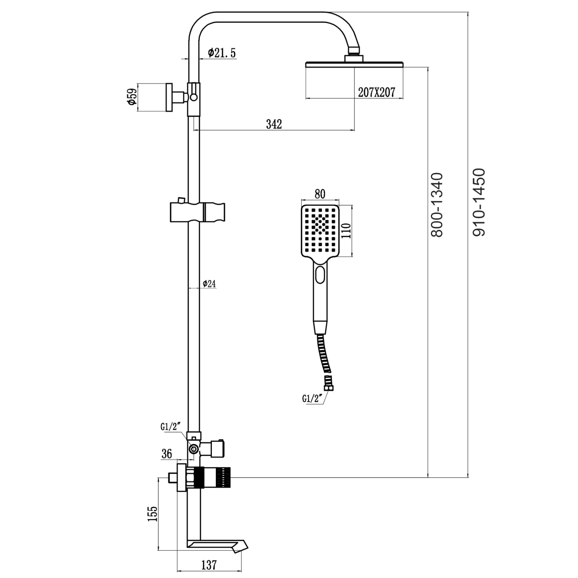 Душевая система Savol S-602242-1, хром